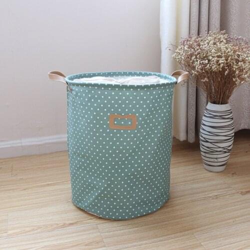 Large Capacity Collapsible Laundry Basket Polka Dots Toys Storage Bag Drawstring Closure Laundry Bag For Dirty Clothes Bucket