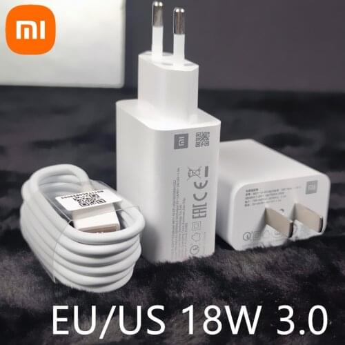 Xiaomi Mi 9 SE Fast Charger QC3.0 18W Quick Charge Adapter Type C Cable For Mi 9 8 se 6 5 9T A1 A2 Mix F1 Redmi Note 7 8 K20 Pro