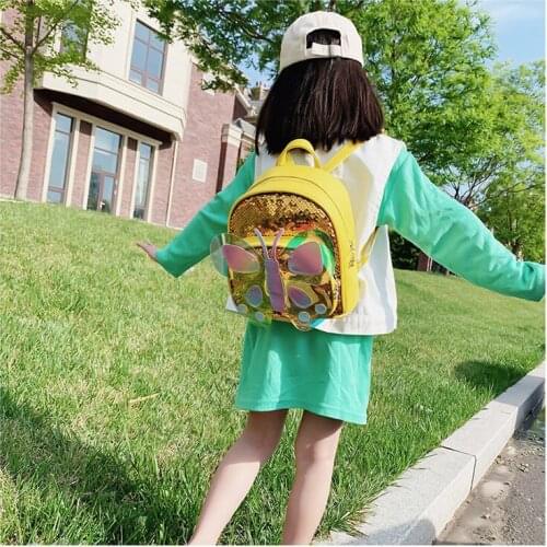 Cartoon Children Backpacks Shiny Children Schoolbag Butterfly Backpack Sequin School Bag Travel Shoulders Bag for Children