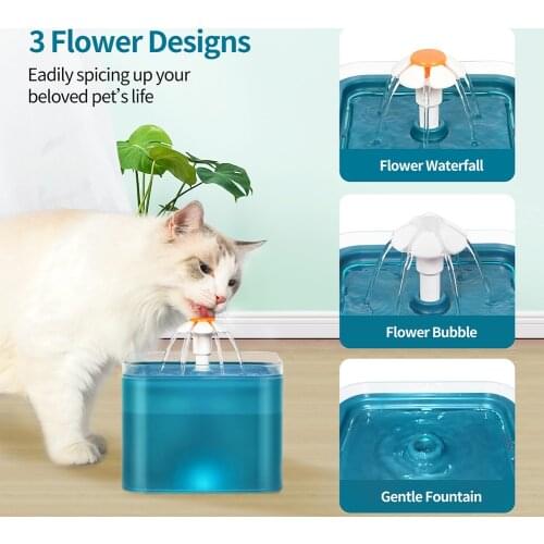 Pet Water Filter Dispenser LED Light Automatic Cat Water Fountain Bowl Container Electric Cats Drinker Dispenser USB Powered