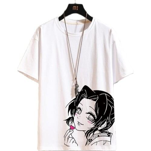 ATSUNNY Kochou Shinobu Hip Hop Streetwear Style Harajuku T-Shirt Anime Girl Demon Slayer Mens Shirt Pullover Summer Tees