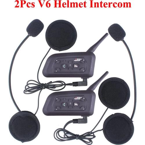 2 pcs V6 Helmet Intercom 6 Riders Motorcycle Casco Intercomunicador Bluetooth Intercom Headset Walkie Talkie Helmet Interphone