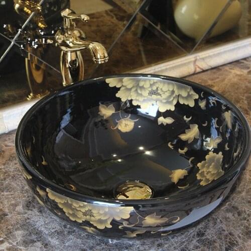 China Artistic Procelain Handmade Europe Vintage Lavabo Washbasin Ceramic Bathroom Sink Art Counter Top bathroom wash bowls