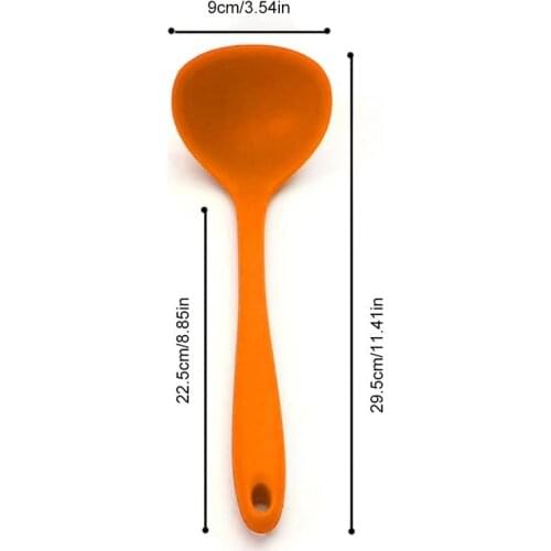 Ladle Spoon Silicone Nonslip Solid Color Kitchen Ladle Soup Scoop Tableware Rice Ladle Dinner Scoops Kitchen Utensil Tool