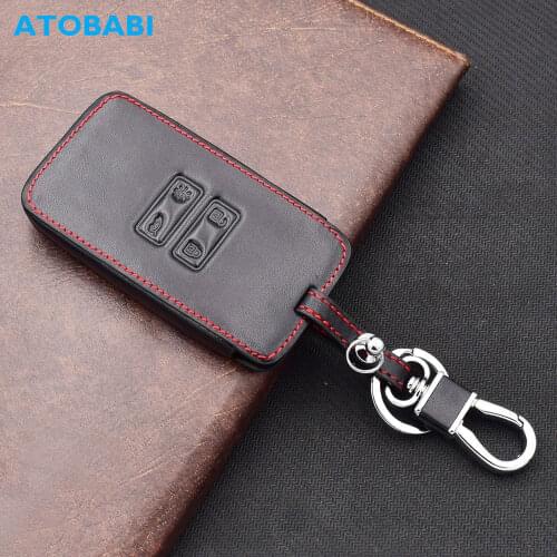 ATOBABI Leather Car Key Cases For Renault Clio 5 Kadjar Koleos Megane Dacia Duster Sandero Stepway 4 Buttons Smart Remote Cover