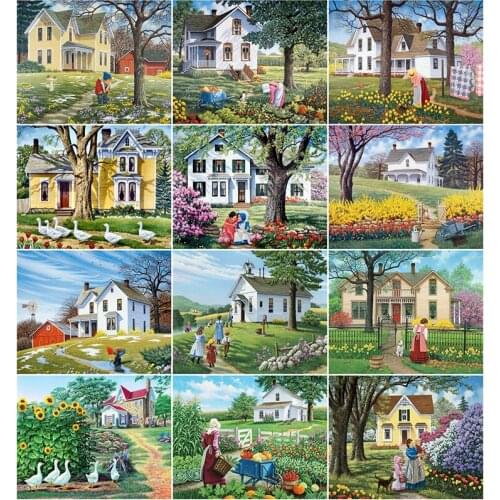 AZQSD 40x50cm Painting By Number Canvas Kits Landscape Home Decoration DIY Pictures By Numbers House Handpainted Gift