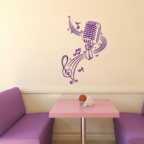 Microphone And Music Notes Wall Decal Art Murals Sticker Home Decor New Design Living Room Bedroom Wall Decoration