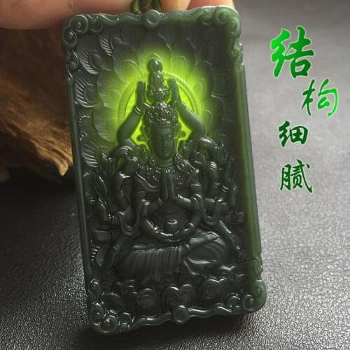 Natural hetian jade ore carving guanyin jade pendant necklace unique design jadeite jade necklace men jewelry pendants