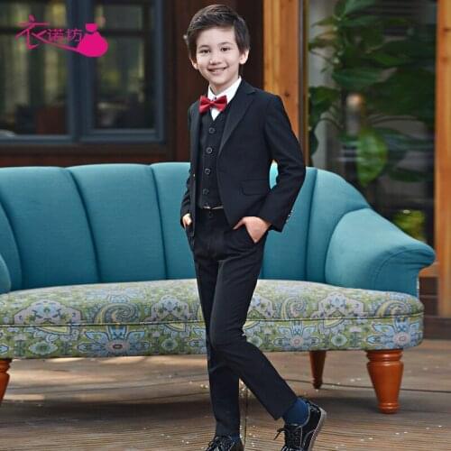 2018 New Children Suit Baby Boys Suits Kids Blazer Boys Formal Suit For Weddings Boys Clothes Set Jackets+Shirt+Pants 4pcs 5-14Y