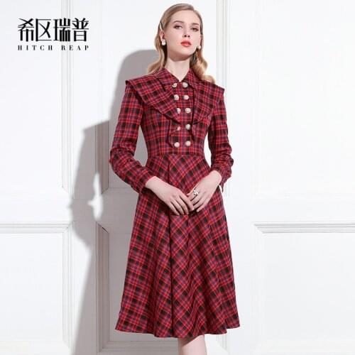 Original Designer Brand Temperament Plaid Dress 2021 Spring And Autumn New Style Shirt Skirt