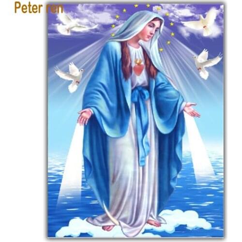 Peter ren Diamond painting religion diamond Embroidery DIY crafts mosaic icon Full square Rhinestones for needlework Virgin Mary