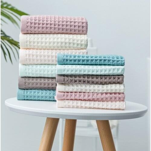 100% Cotton Adult Hand Towel Plaid Hand Towel Facial Treatment Magic Bathroom Sports Waffle Towel 34x74cm
