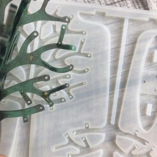 Aouke Tree Shape Crystal Mirror Silicone Mold DIY Epoxy Resin Crafts Desktop Ornaments Tree Decoration Silicone Mold