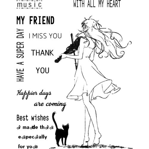 AZSG Cute Girl Clear Stamps For DIY Scrapbooking Decorative Card Making Crafts Fun Decoration Supplies