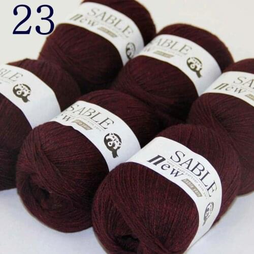 Sale 6*50gr Super Soft Pure Sable Cashmere Wrap Shawls Hand Knit Wool Crochet Yarn Wine 243-23-6