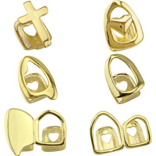 Shuangpin And Single Row Electroplated Teeth Grills For Men And Women Are Suitable For Halloween Vampire Hip Hop Copper Accessor