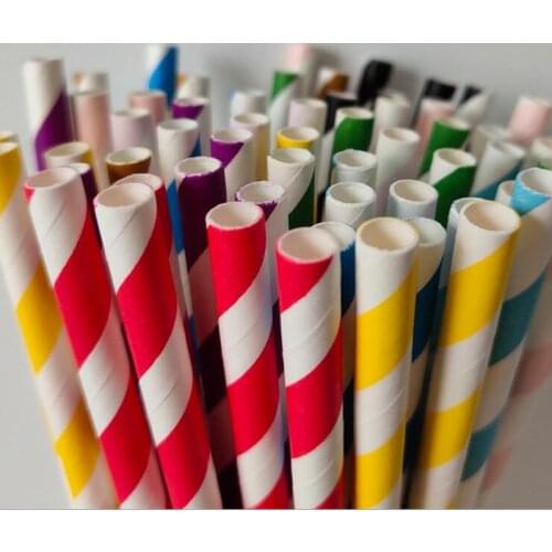 25pcs Kraft Paper Straws Wedding Favors Stripe Drinking Straws Children Birthday Party Decoration Kids Party Supplies