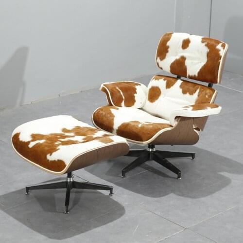 Modern Furniture Lounge Chair Replica Pony Skin relex Chair Genuine Leather brown white pony leather