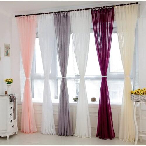 Modern Solid Color Tulle Curtains for Living Room Kitchen Bedroom Home Decorative Window Screening White Sheer Voile