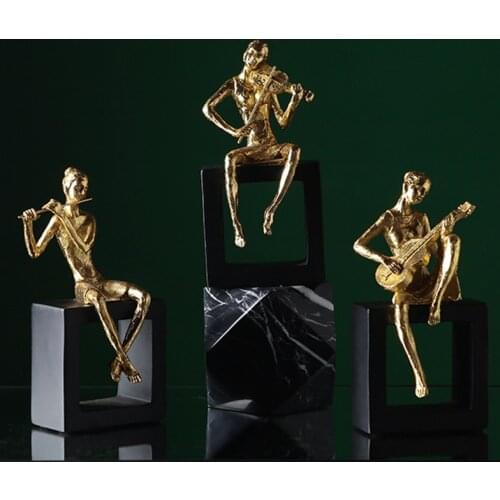 Vintage Sculpture Resin Musician Statuette Home Decor Band Living Room Decoration Street Art Statue Figurines Accessories 2021