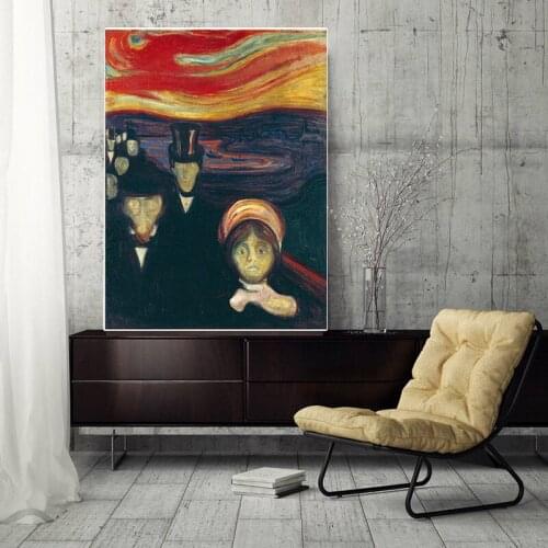 Anxiety Artist Edvard Munch Classic Art Canvas Prints Painting Poster Wall Pictures For Living Room Home Decor Free Shipping