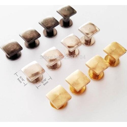 10pcs Solid Brass Square Head Stud Leather Craft Leathercraft Belt Strap Wallet Bag Chicago Screw Nail Binding Rivet 8x8mm head