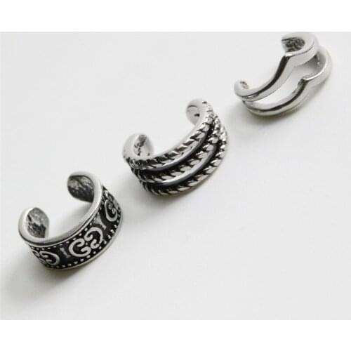 New Punck Ear Clip Classic Handmade Stainless Steel Retro Totem Button Knot Ear Clip Trendy Mens and Womens Accessories