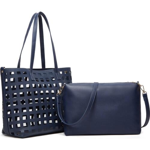 Creative Design PU Leather Shoulder Bag for Women Summer Hollow Out Beach Handbag With Zipper Crossbody Bag Female Composite Bag