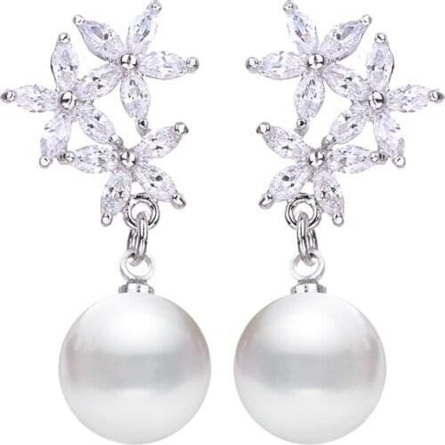 Bettyue Brand Charm Fashion Luxury White Gold Color Cubic Zircon Flower Shape Jewelry Earrings For Woman Wedding Party Gifts