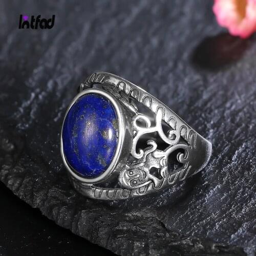 Vintage Natural Lapis Lazuli Rings 925 Sterling Silver Ring for Women Jewelry Mens Finger Ring Party Anniversary Gift