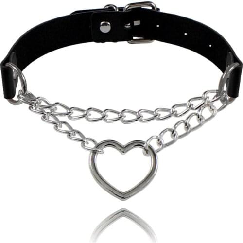 Sexy Punk Women PU Necklace Alloy Neck Chain Collar Round Gothic Choker Harajuku Chokers Necklaces Jewelry For Girl Party Gifts