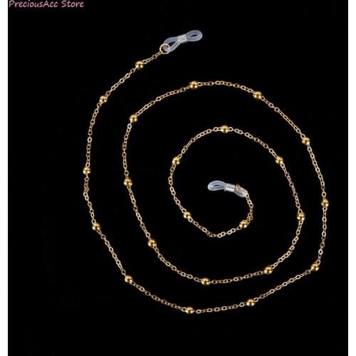 Gold Metal Glasses Chain Band Eyewears Chains Glass Beaded Eyeglass Lanyards Cord Holder Glasses Ropes 70CM Solid Copper