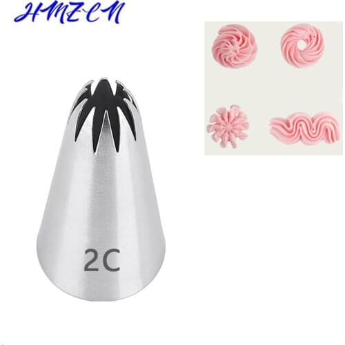 1PCS 2C # Icing Piping Pastry Nozzle Tips Baking Tools Cream Cake Decorating Set Stainless Steel Nozzles Cupcake
