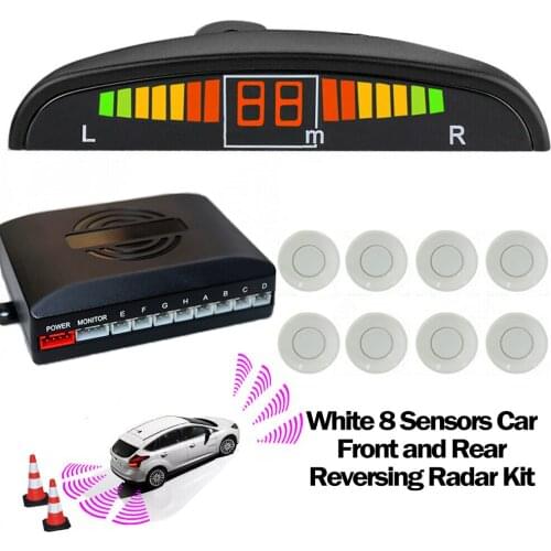 12V Car Parking Sensor Kit 8 Sensor LED Display Buzzer Alarm Reverse Backup Radar For Car SUV Trailer Radar Detecting System
