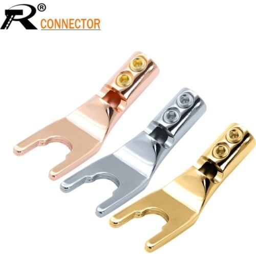 2PCS Gold-plated Copper Banana Plugs U/Y Type High quality Banana Connector Speaker Wire Connector With double Screw locks