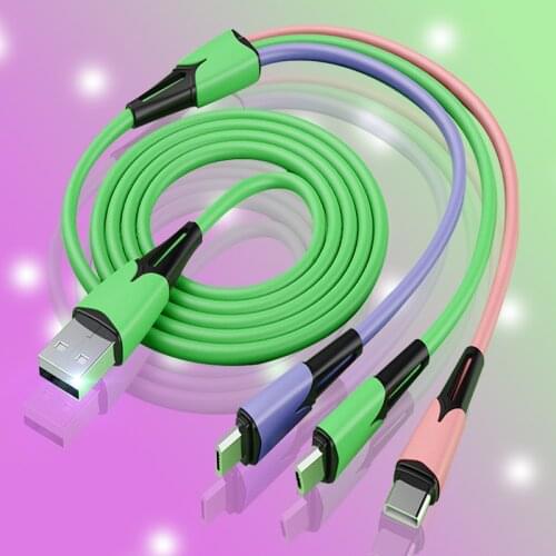 3 In 1 Usb Cable Micro Usb Type C Liquid Silicone 5A Fast Charging Data Cord For iPhone 12 11 Pro Max Xiaomi 11 Huawei P40 P30