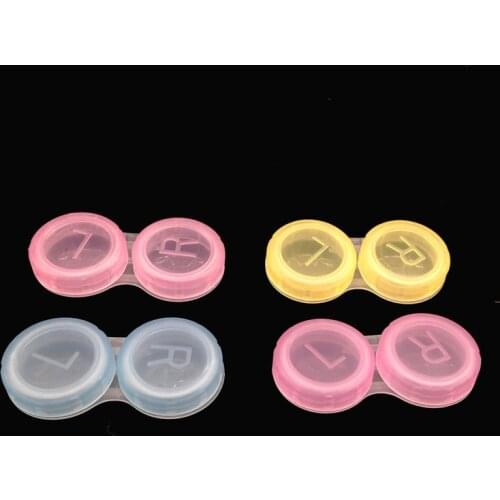10Pcs contact lens L+R cases Storage Holder Soaking Container Travel Accessaries Eye Candy Colored Contact Lens Box