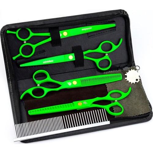 7 inch Pet Dog Cat Hair Clippers Pet Dog Gromming Scissors Pet Straight &Thinning & Up Curved Scissors Kit Pet Gromming Tools
