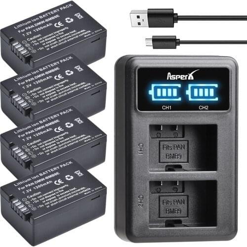 4Pc DMW-BMB9 DMW-BMB9E DMW BMB9 Battery + LED Dual Charger for Panasonic Lumix DMC FZ40K FZ45K FZ47K FZ48K FZ60 FZ70 FZ100 FZ150