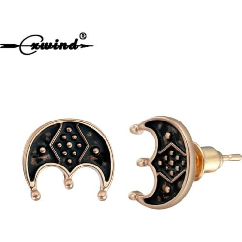 Cxwind Fashion Small Three-legged LUNULA Studs Earrings Scandinavian Norse Viking Symbol Earring Nothern Star Pagan Jewelry