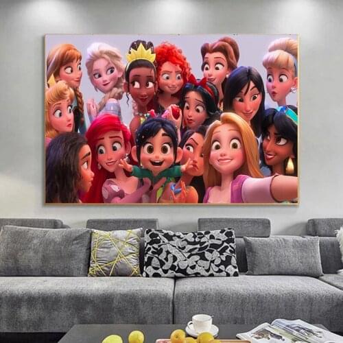 Disney Nordic Princess Canvas Paintings Chinese Mulan Anna Poster Print Wall Art Picture for Girls Bedroom Home Decor Unframed