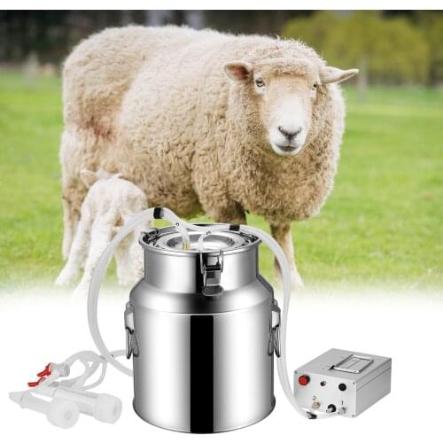 14L Portable Electric Milker Milking Machine Kit Automatic Portable Livestock Milking Equipment Adjustable Pump With Hose Brush