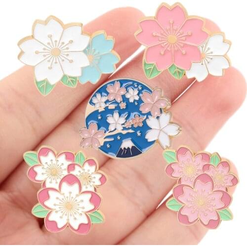 DZ1859 Cute Sakura Flower Enamel Pins Badge Brooch Backpack Bag Collar Lapel Decoration Jewelry Friends Woman Gifts Accessories