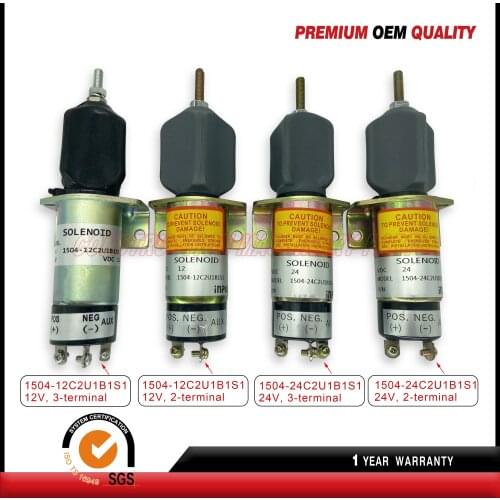Electric Fuel Shut-Down Solenoid For Kubota 1504-12 1504-24 (2 or 3 terminals) 1504-12C2U1B1S1,1504-24C2U1B1S1