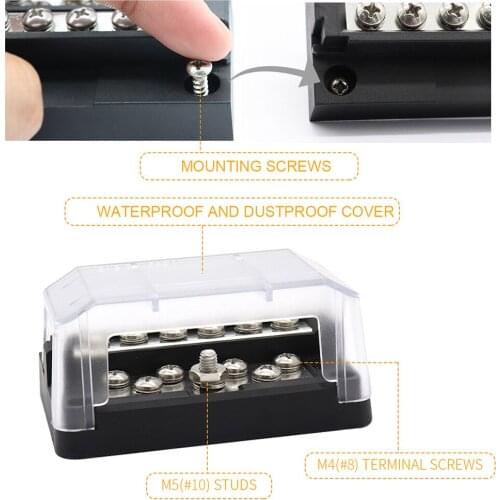 Terminal Junction Block Power Post Set Distribution Buss Bar with User Manual