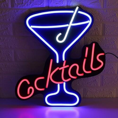 Cocktail Sign Neon Light LED Flex Waterproof Outdoor Shop Sign Dancing Bar Pub Party Night Light Beer Logo Custom Regular