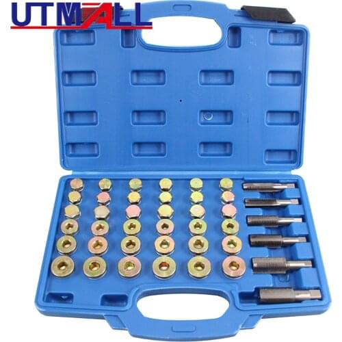 114pcs Oil Pan Drain Sump Plug Key Set Thread Repair Tool Kit Set Drain plug Tool