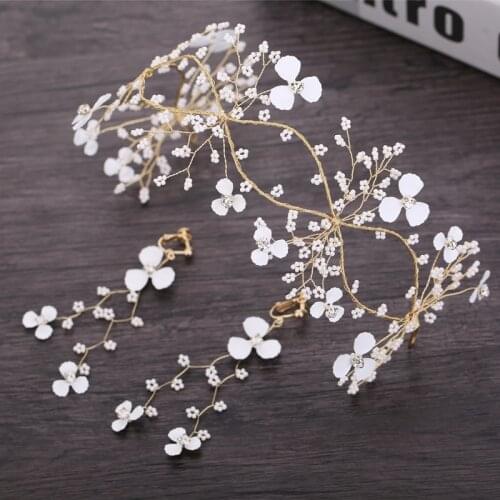 New super fairy handmade flower earrings sets bride bead headwear wedding hair accessories