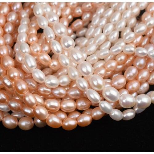 Natural Freshwater Pearl Choker Necklace AAA Grade 3-9mm Rice Shaped 36cm DIY Strand For Fine Jewelry