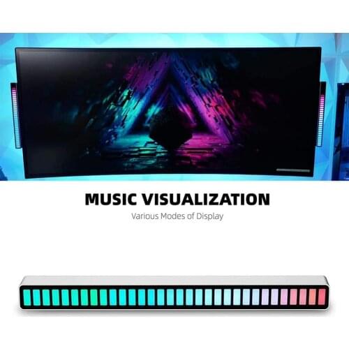 Audio Spectrum Indicator Bar Voice Sound Control RGB For Car RGB Colorful Dynamic Rhythm Gray Micro USB Audio Accessories 2021